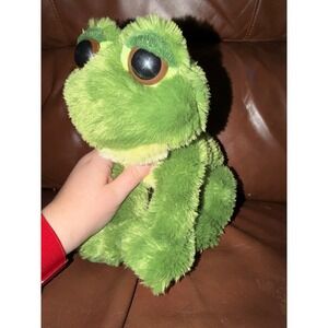 Aurora World Green Frog Plush Big Eyes Shaggy Stuffed Animal Toy